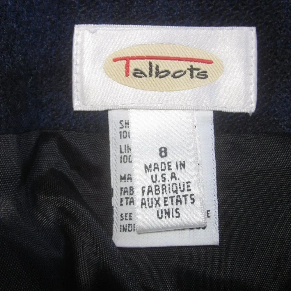 Talbots Blue Plaid Wool Skirt Womens Size 8 Wrap Style Vintage Skirt